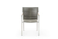Set of Four Light Brown And Silver Woven Steel Outdoor Arm Chairs
