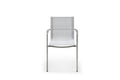 Set of Four Light Gray Steel Sling Outdoor Arm Chairs