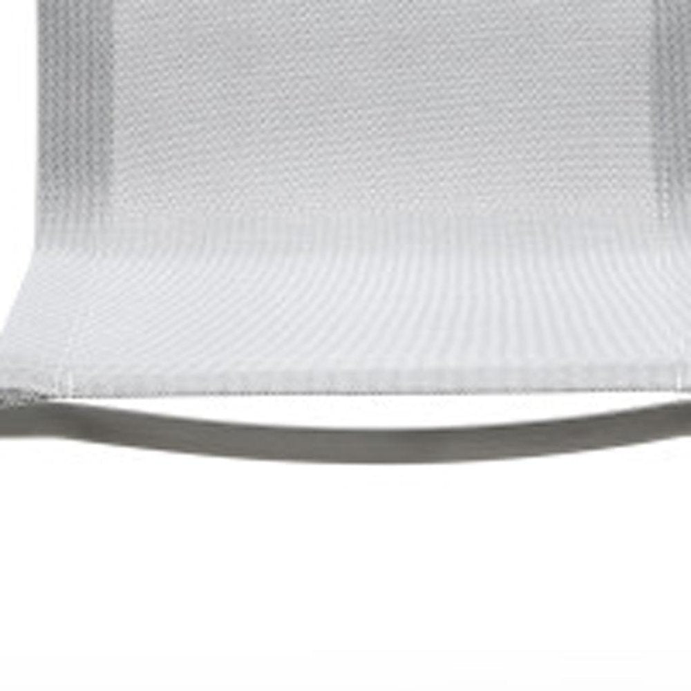 Set of Four Light Gray Steel Sling Outdoor Arm Chairs