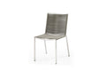 Set of Four Light Brown And Silver Woven Steel Outdoor Dining Chairs