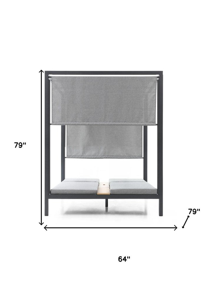 64" X 64" Gray Aluminum Gazebo. Outdoor gazebo isolated on a plain white background, finished in gray metal.