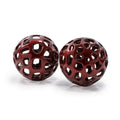 Set of Two Red Aluminum Hand Painted Decorative Orbs on a white background