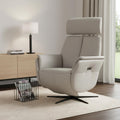 28" Light Gray Genuine Leather Power Swivel Recliner