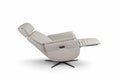 28" Light Gray Genuine Leather Power Swivel Recliner. Recliner isolated on a plain white background, showing a light gray leather surface.