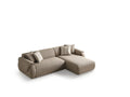 Taupe Boucle L Shaped Two Piece Sofa and Chaise Sectional With Toss Pillows on a white background