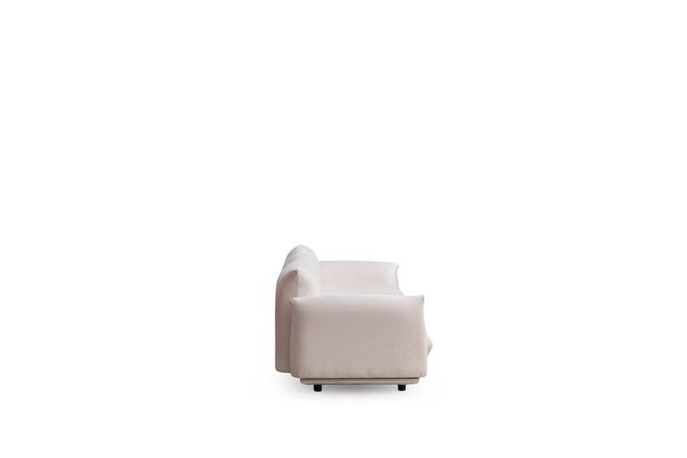 98" White Velvet Sofa on a white background