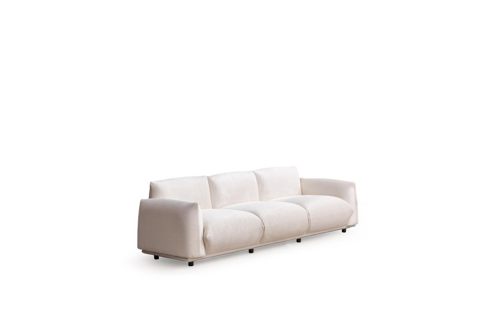 98" White Velvet Sofa on a white background