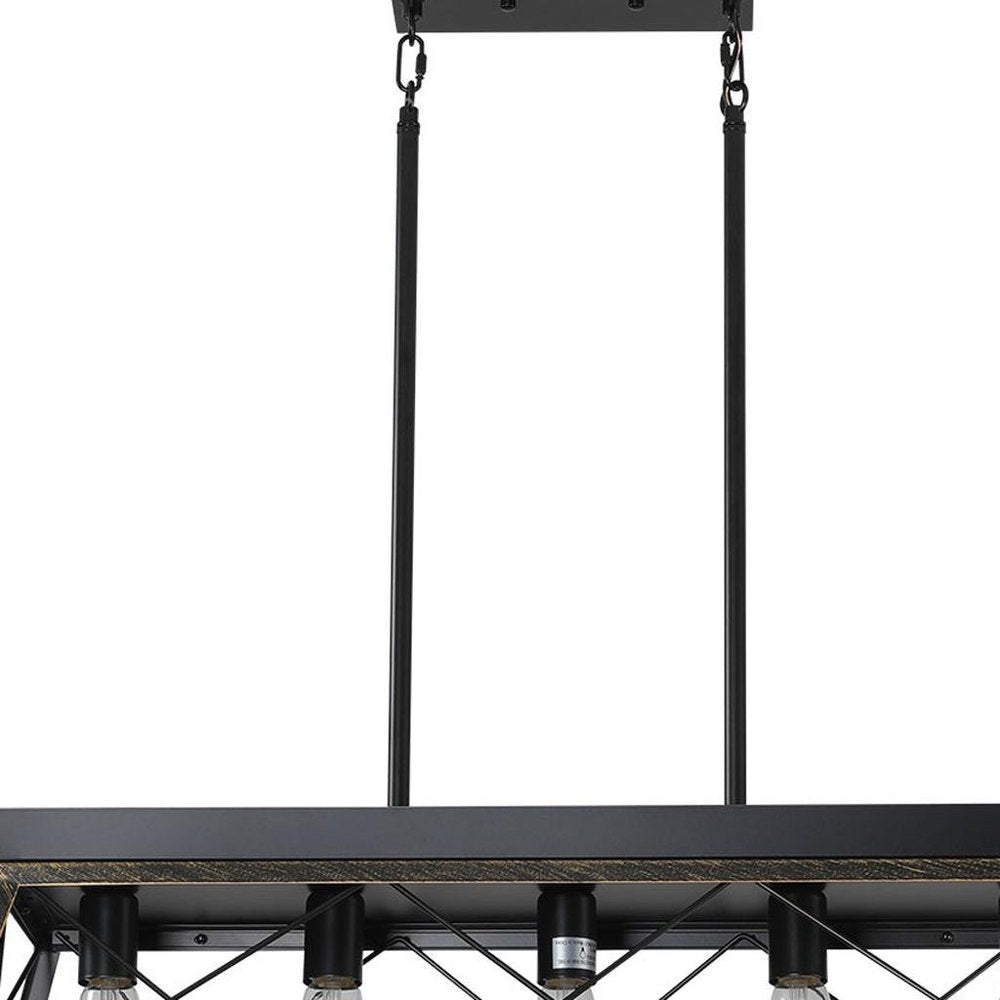 Black Metal Five Light Geometric And Kitchen Island Ceiling Light on a white background