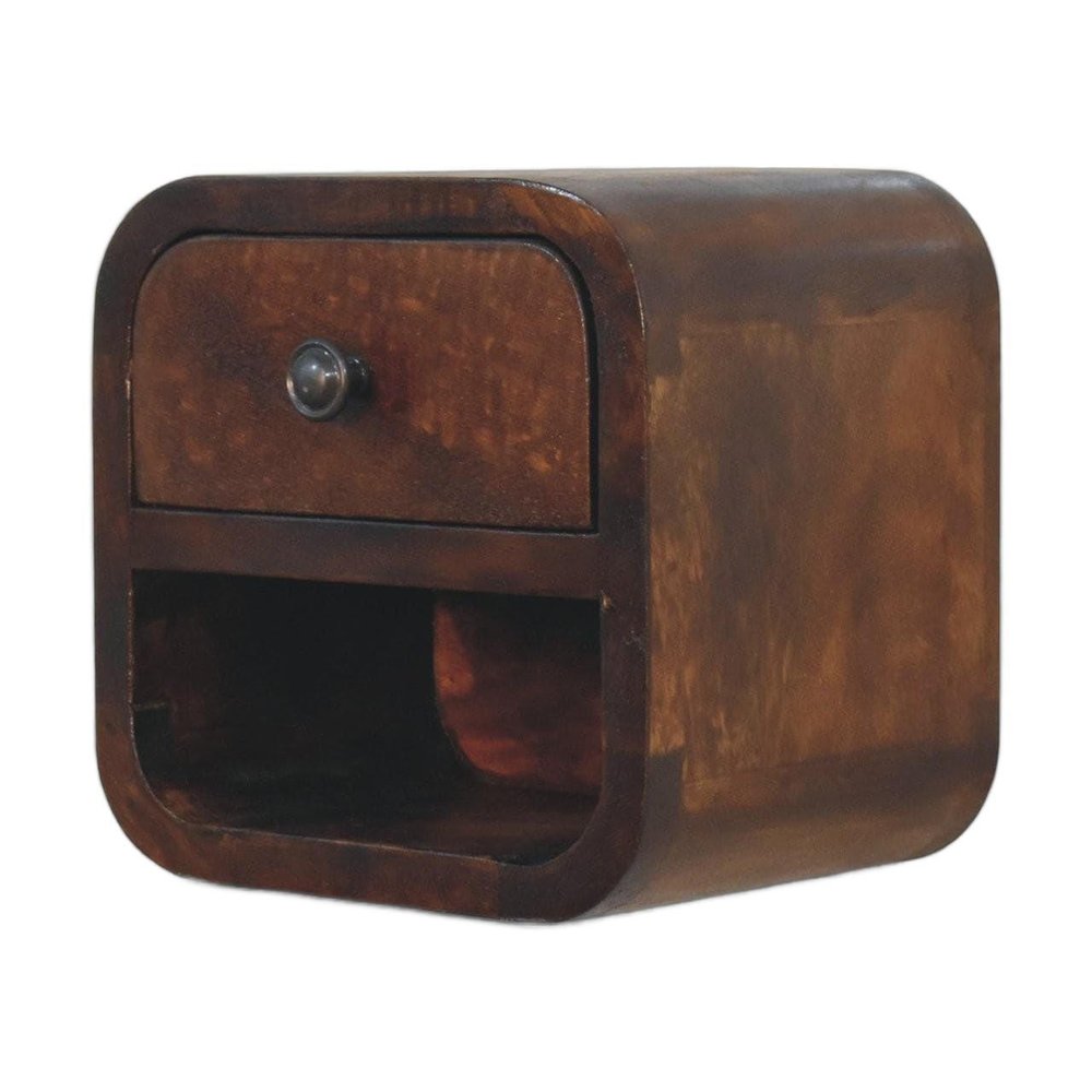 8" Chestnut Solid Wood One Drawer Floating Nightstand
