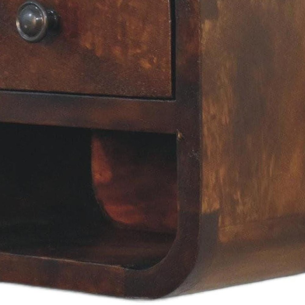 8" Chestnut Solid Wood One Drawer Floating Nightstand