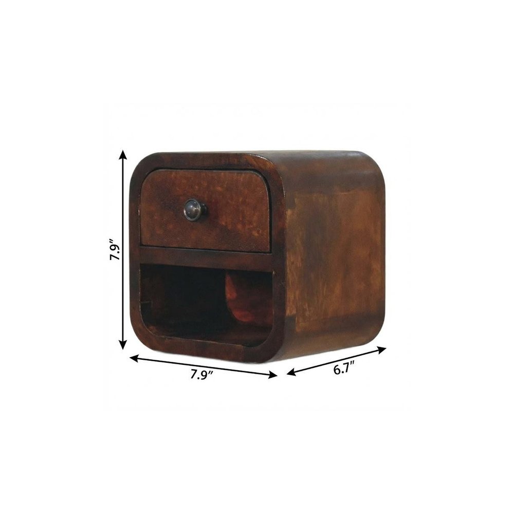 8" Chestnut Solid Wood One Drawer Floating Nightstand