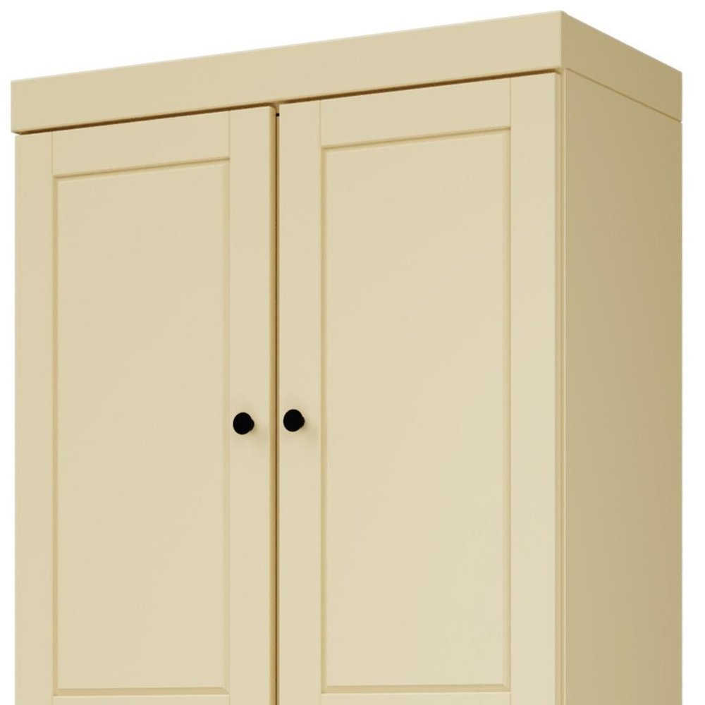 72" Yellow Solid Wood Four Door Pantry Or Storage Closet