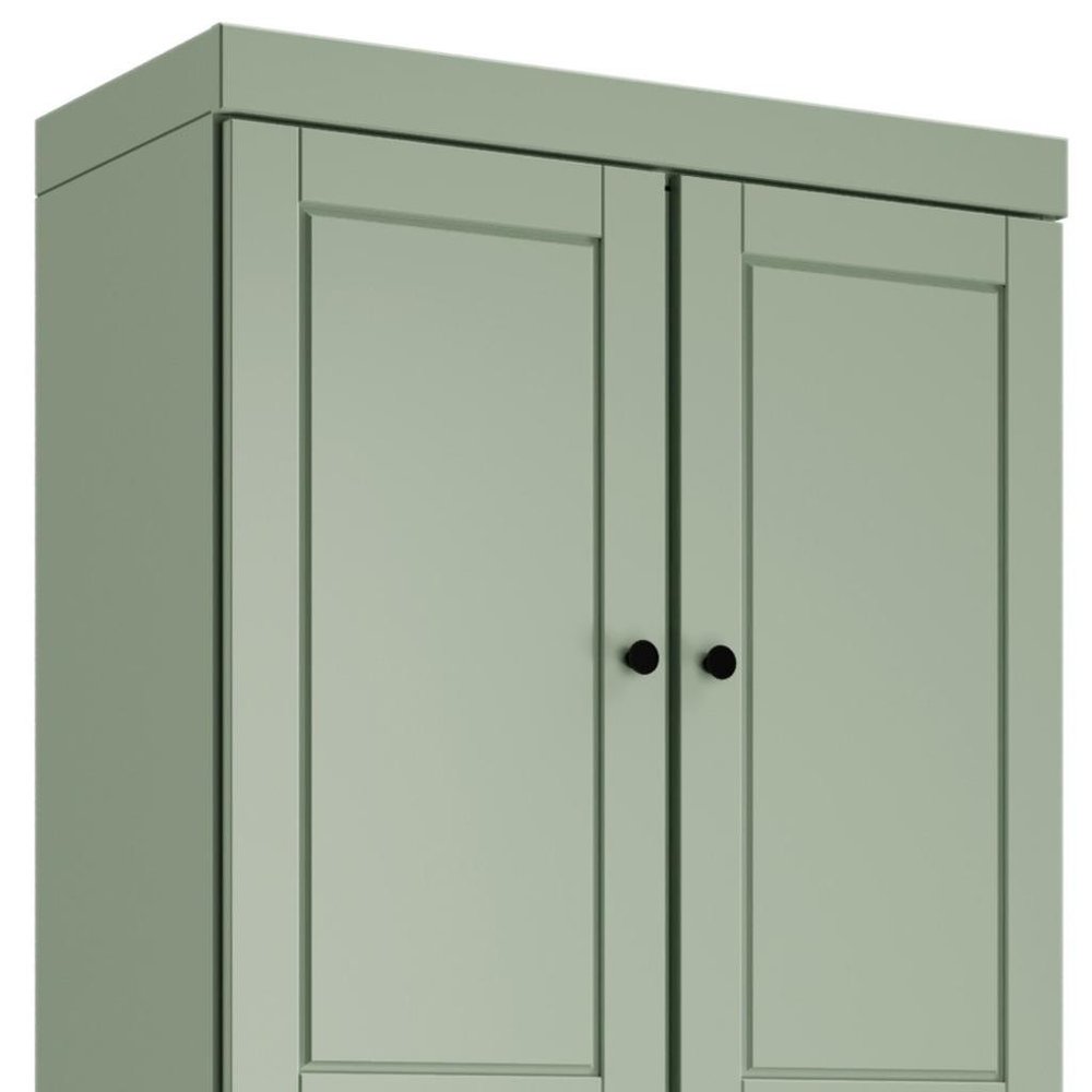 72" Sage Solid Wood Four Door Pantry Or Storage Closet close-up detail