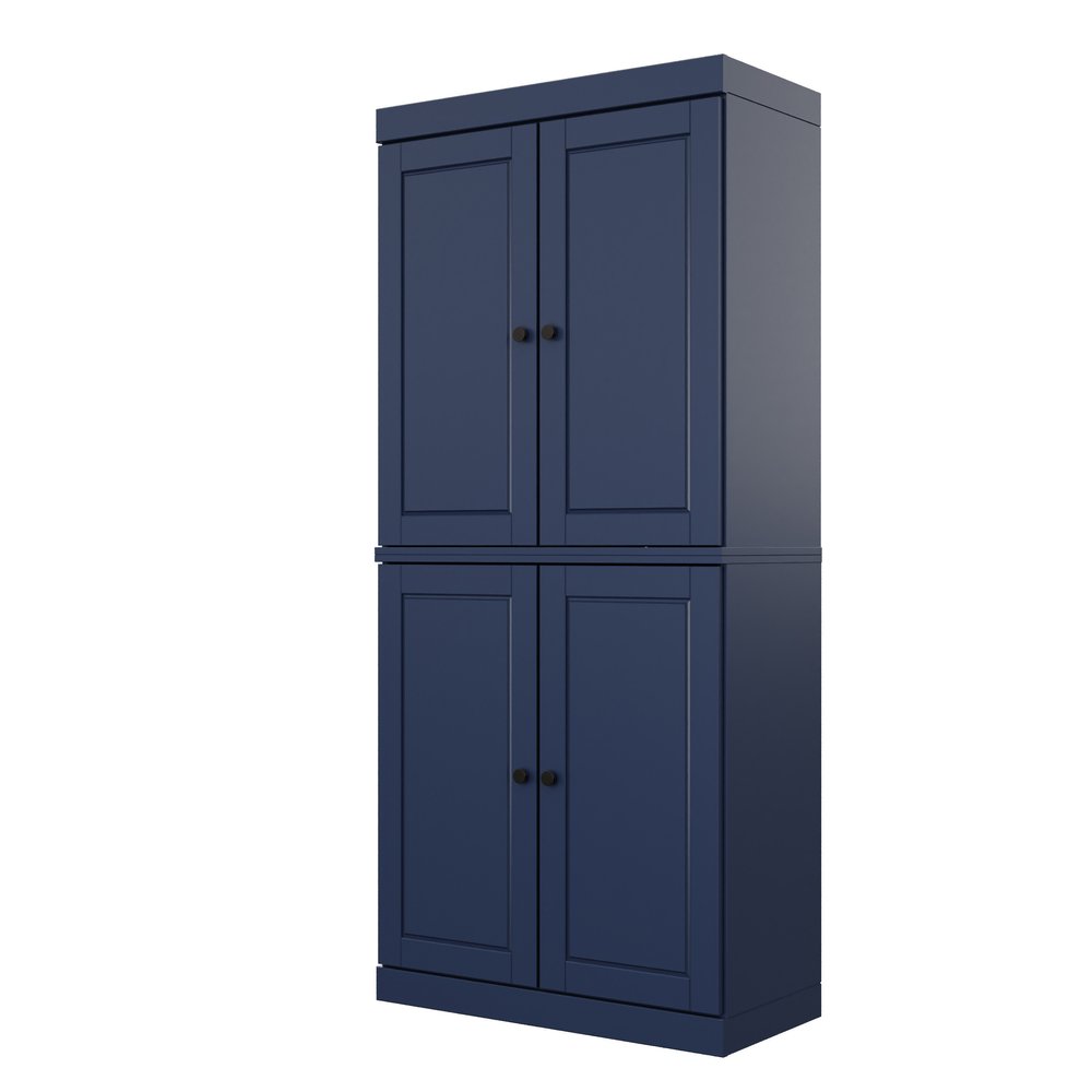 72" Sage Solid Wood Four Door Pantry Or Storage Closet on a white background