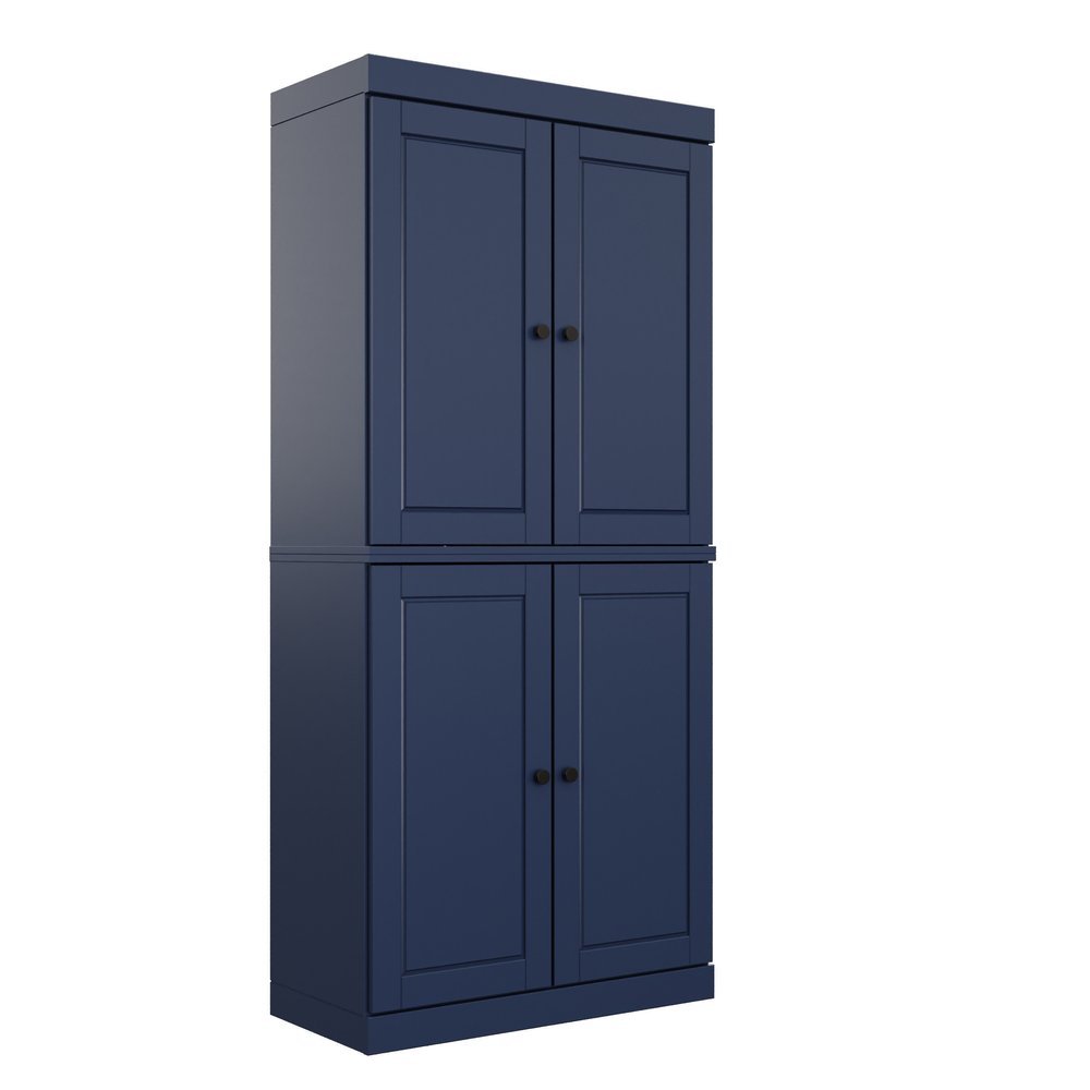 72" Sage Solid Wood Four Door Pantry Or Storage Closet on a white background