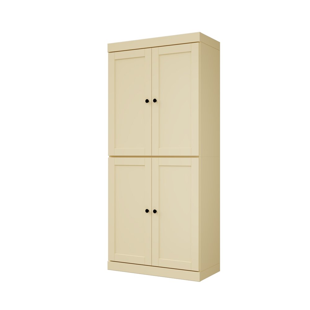 72" Teal Blue Solid Wood Four Door Pantry Or Storage Closet