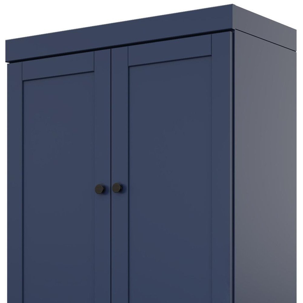 72" Teal Blue Solid Wood Four Door Pantry Or Storage Closet