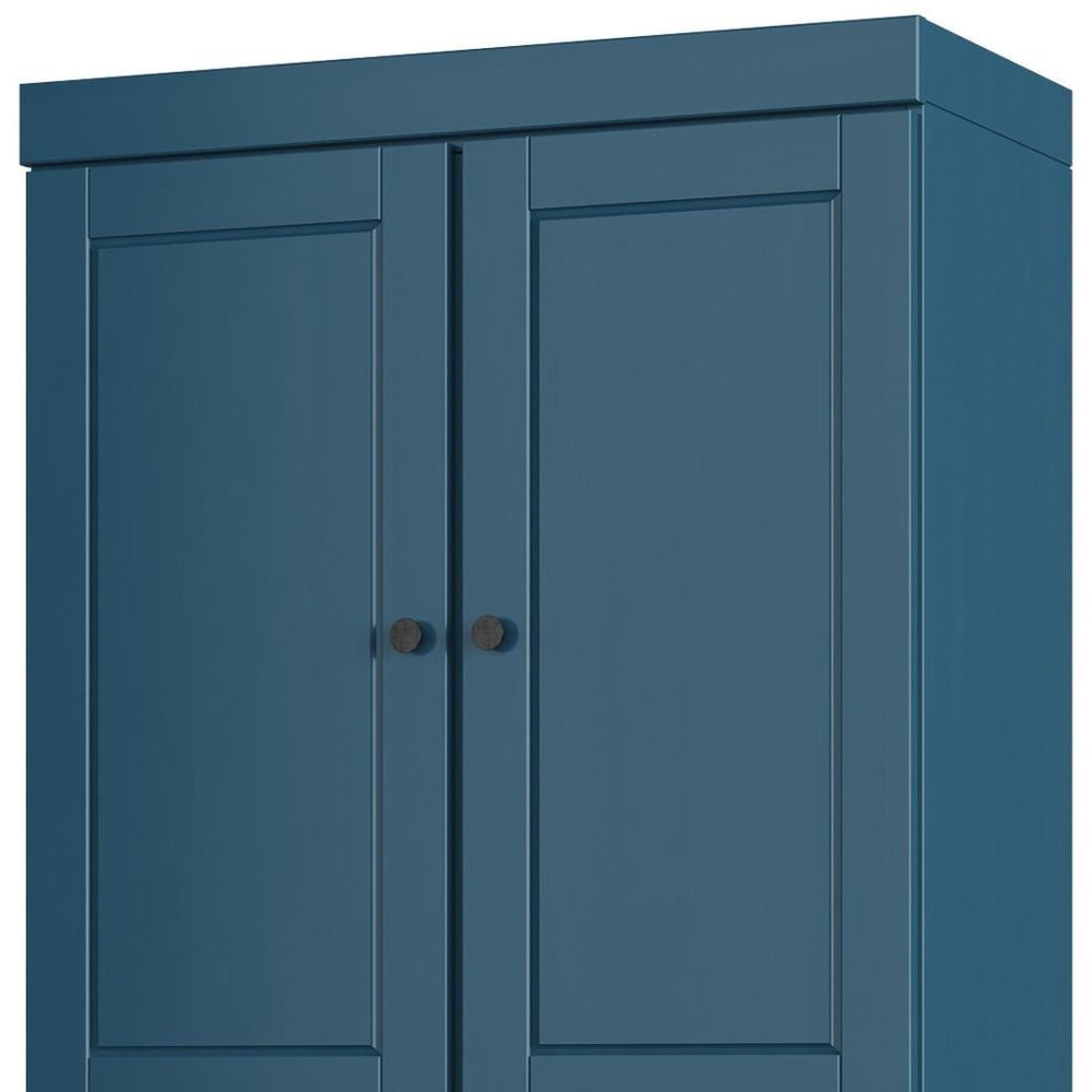 72" White Solid Wood Four Door Two Drawer Pantry Or Storage Closet close-up detail