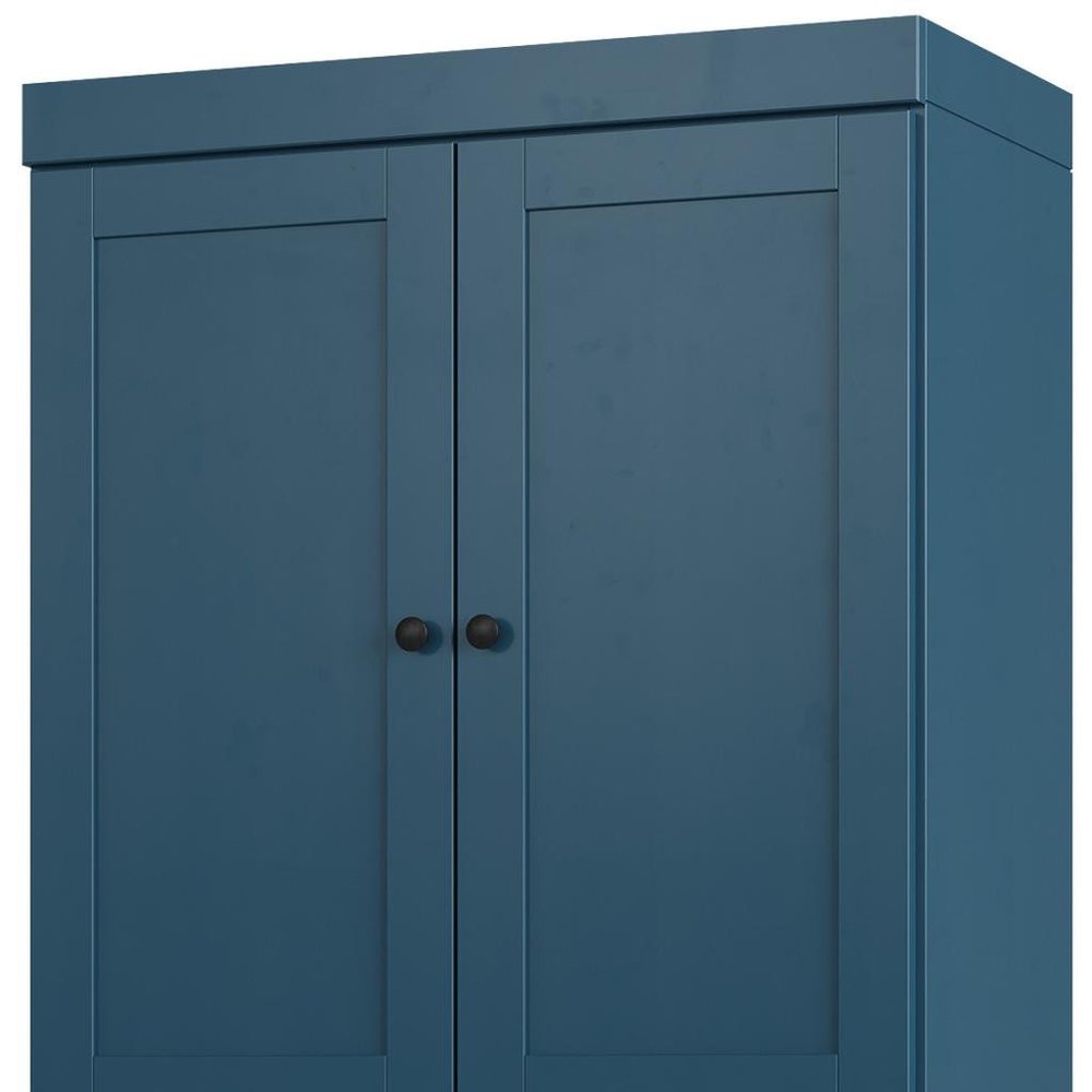 72" White Solid Wood Four Door Two Drawer Pantry Or Storage Closet close-up detail