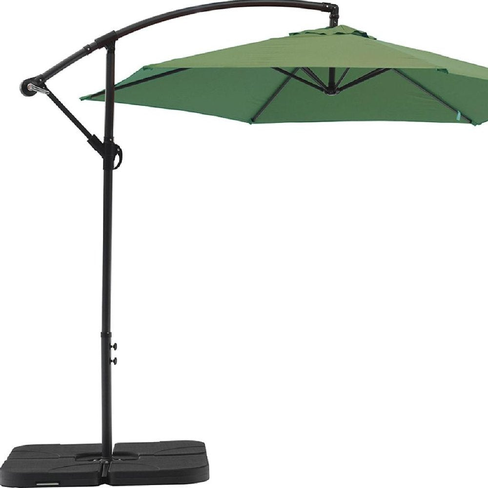 9.5' Green Polyester Hexagonal Cantilever Patio Umbrella with Stand
