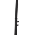9.5' Orange Polyester Hexagonal Cantilever Patio Umbrella with Stand on a white background