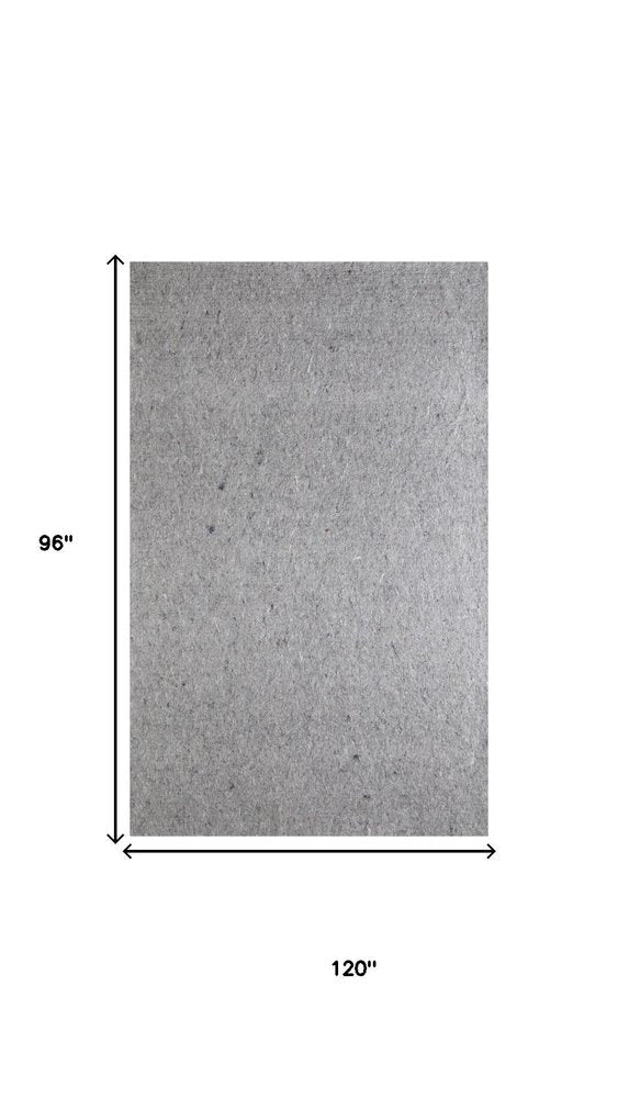 8' x 10' Gray Non Slip Rug Pad on a white background