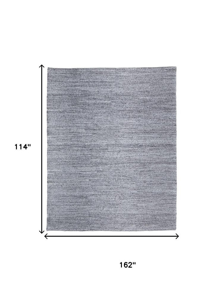 9' X 13' Gray And Ivory Handmade Indoor Outdoor Area Rug on a white background