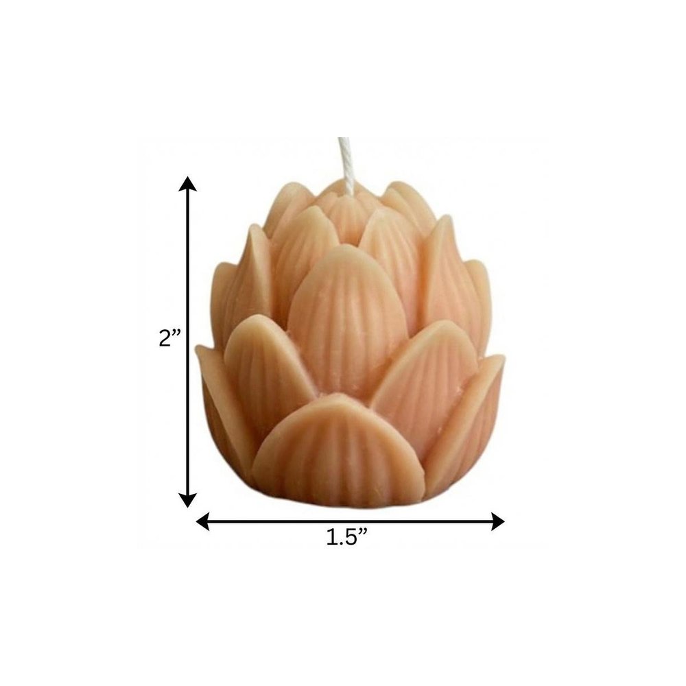 2" Orange Unscented Dimensional Flower Candle. Candle isolated on a plain white background, in a orange finish.