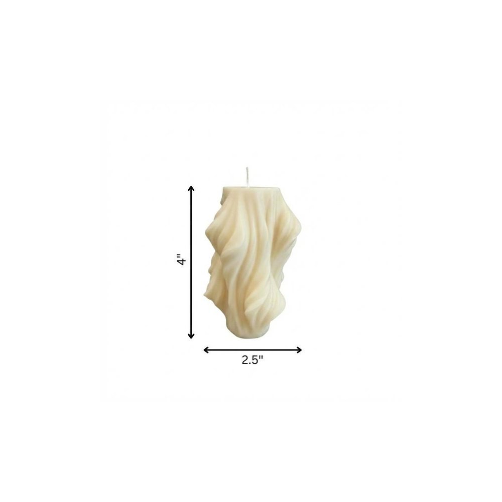 4" White Unscented Dimensional Twist Candle