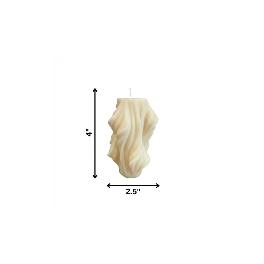4" White Lavender And Sage Scented Dimensional Twist Candle
