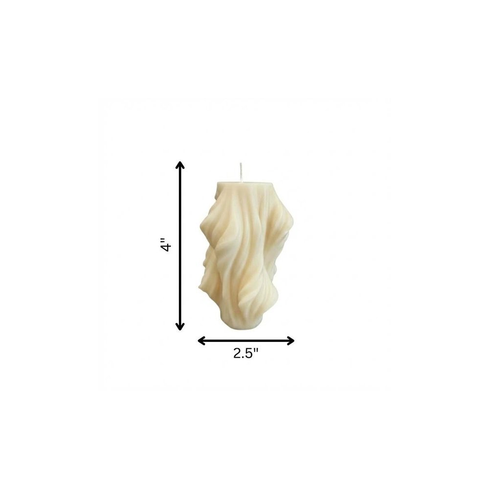 4" White Lavender And Sage Scented Dimensional Twist Candle