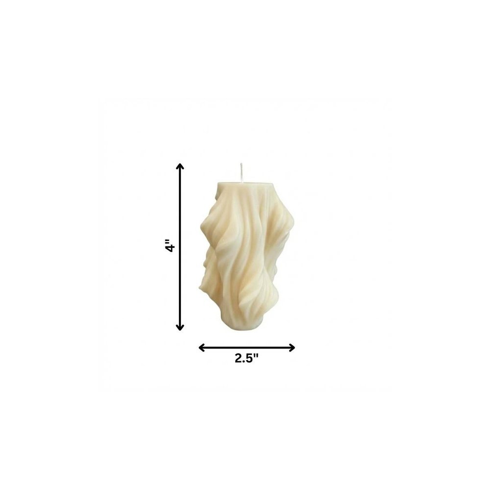 4" White Lavender And Sage Scented Dimensional Twist Candle