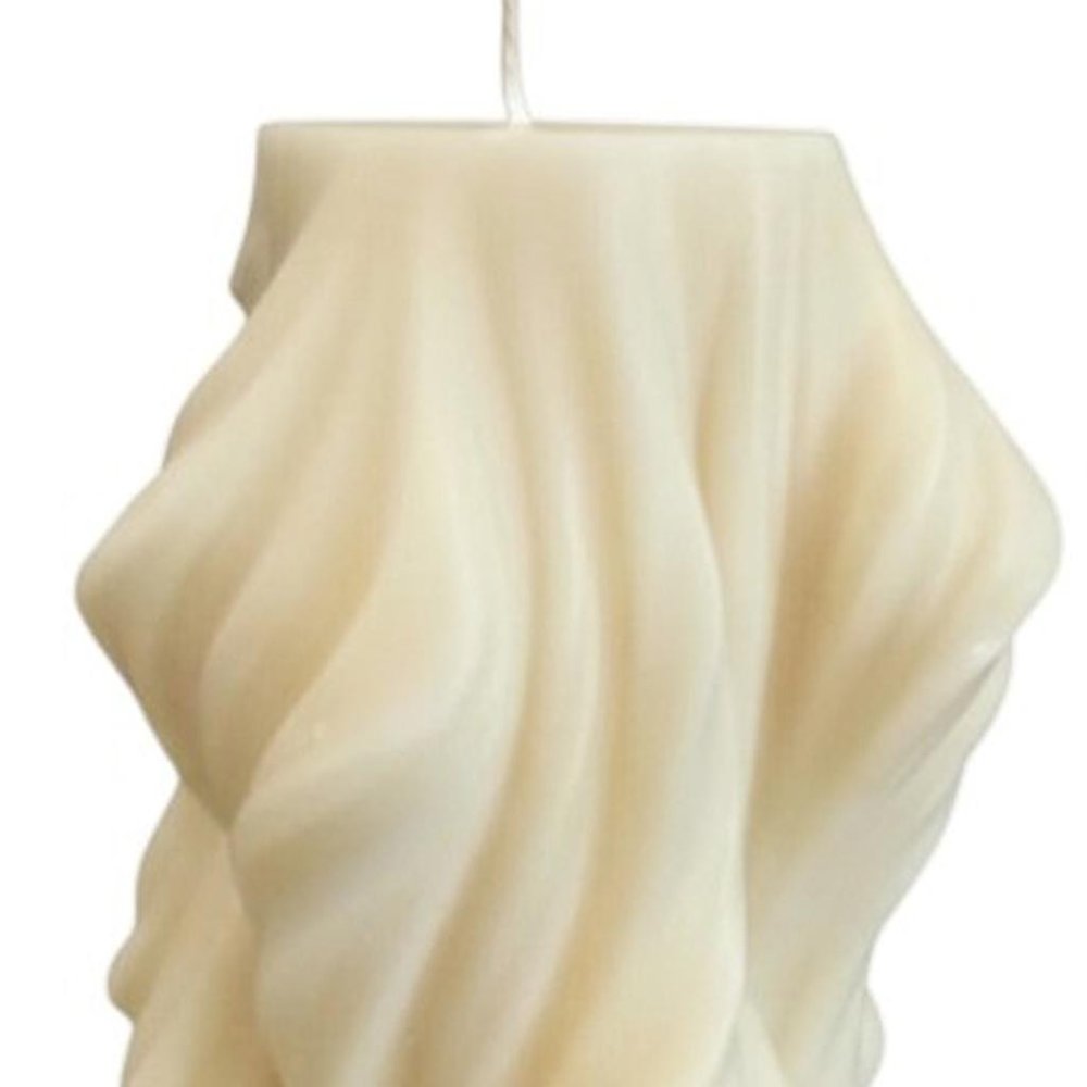4" White Lavender And Sage Scented Dimensional Twist Candle