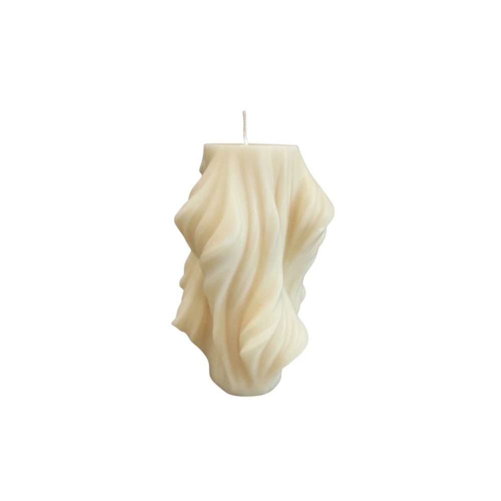 4" White Lavender And Sage Scented Dimensional Twist Candle