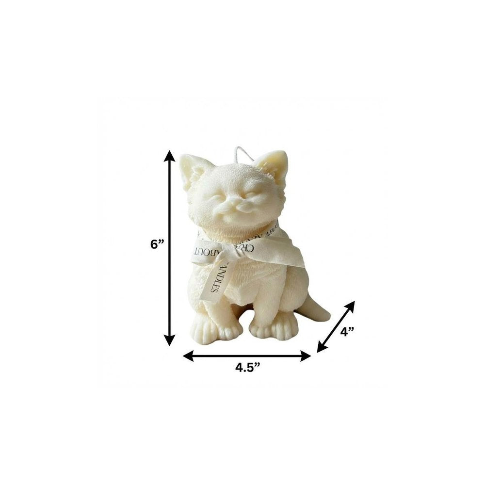 6" Gray Vanilla Scented Dimensional Cat Candle Round Novelty