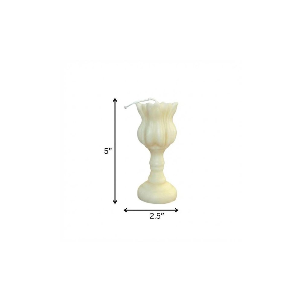 5" Ivory Unscented Dimensional Flower Candle Round Novelty