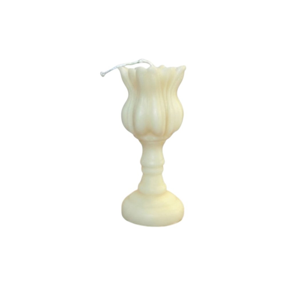 5" Ivory Unscented Dimensional Flower Candle Round Novelty