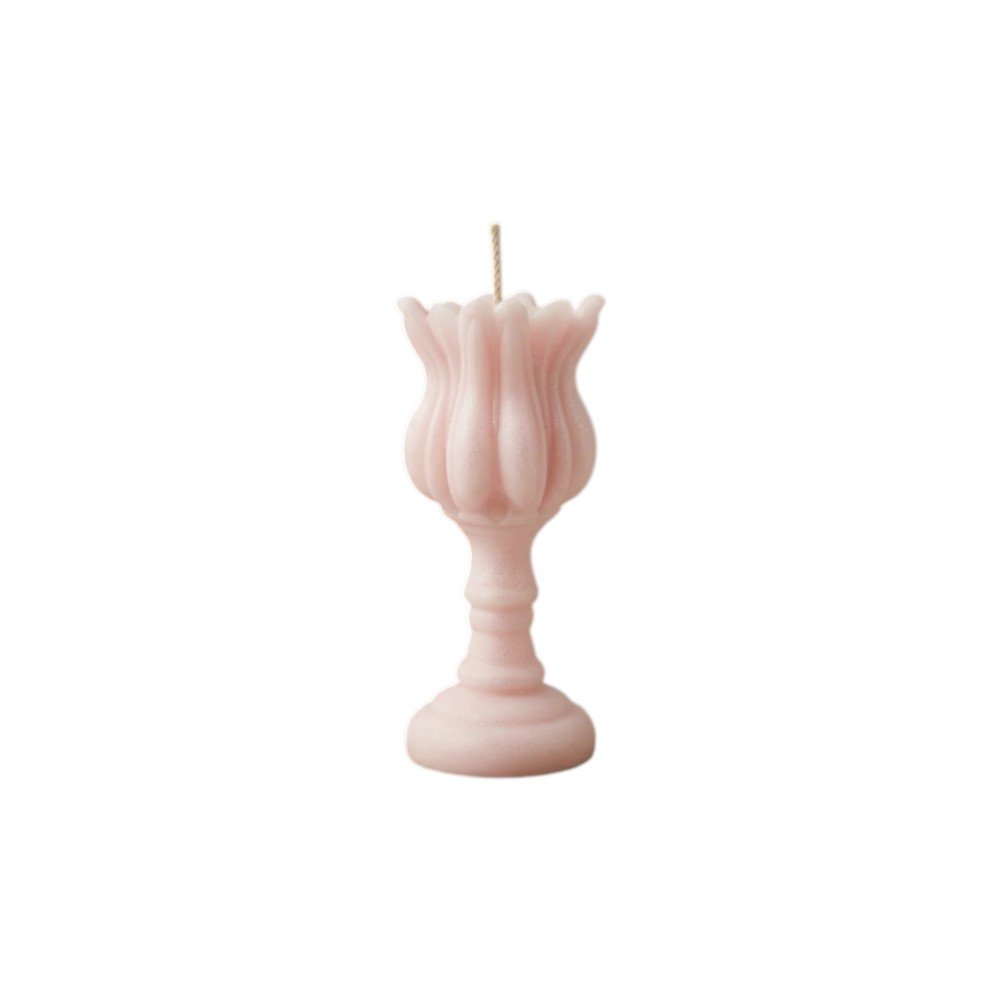 5" Pink Unscented Dimensional Flower Candle Round Novelty