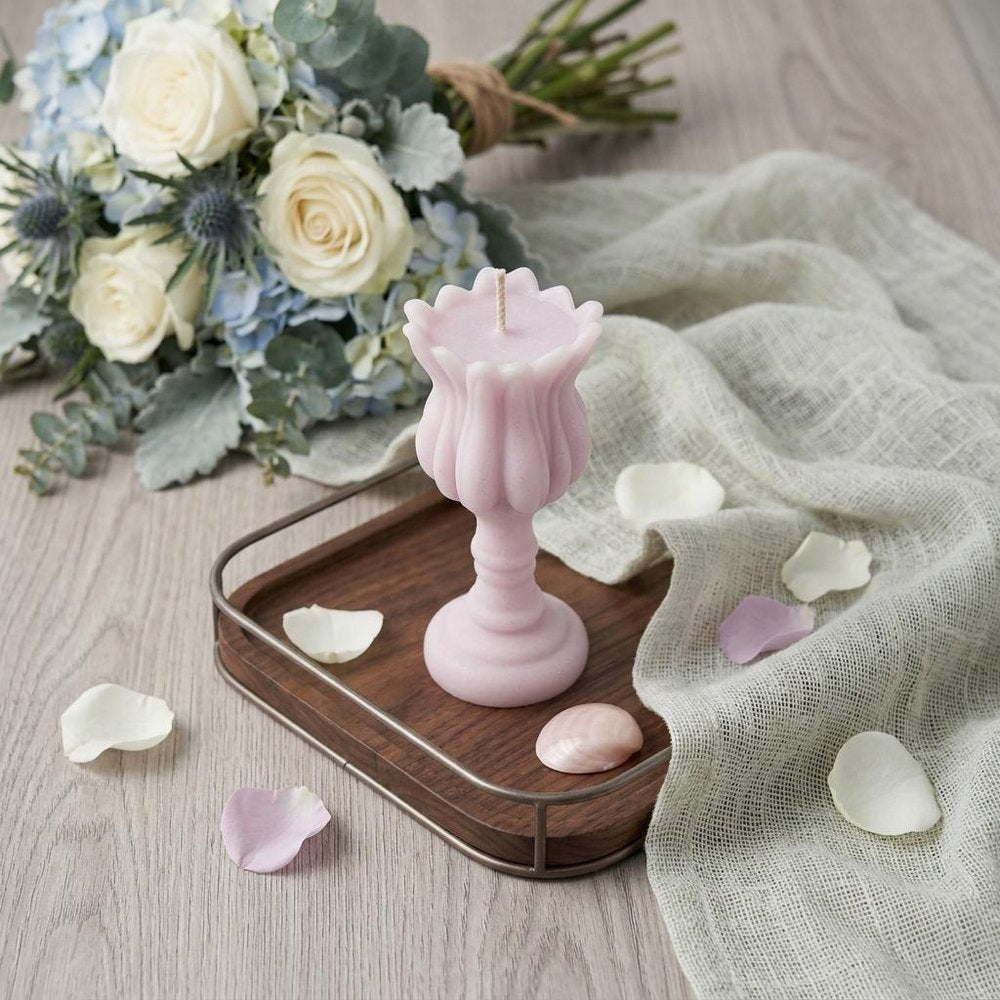 5" Orchid Unscented Dimensional Flower Candle Round Novelty