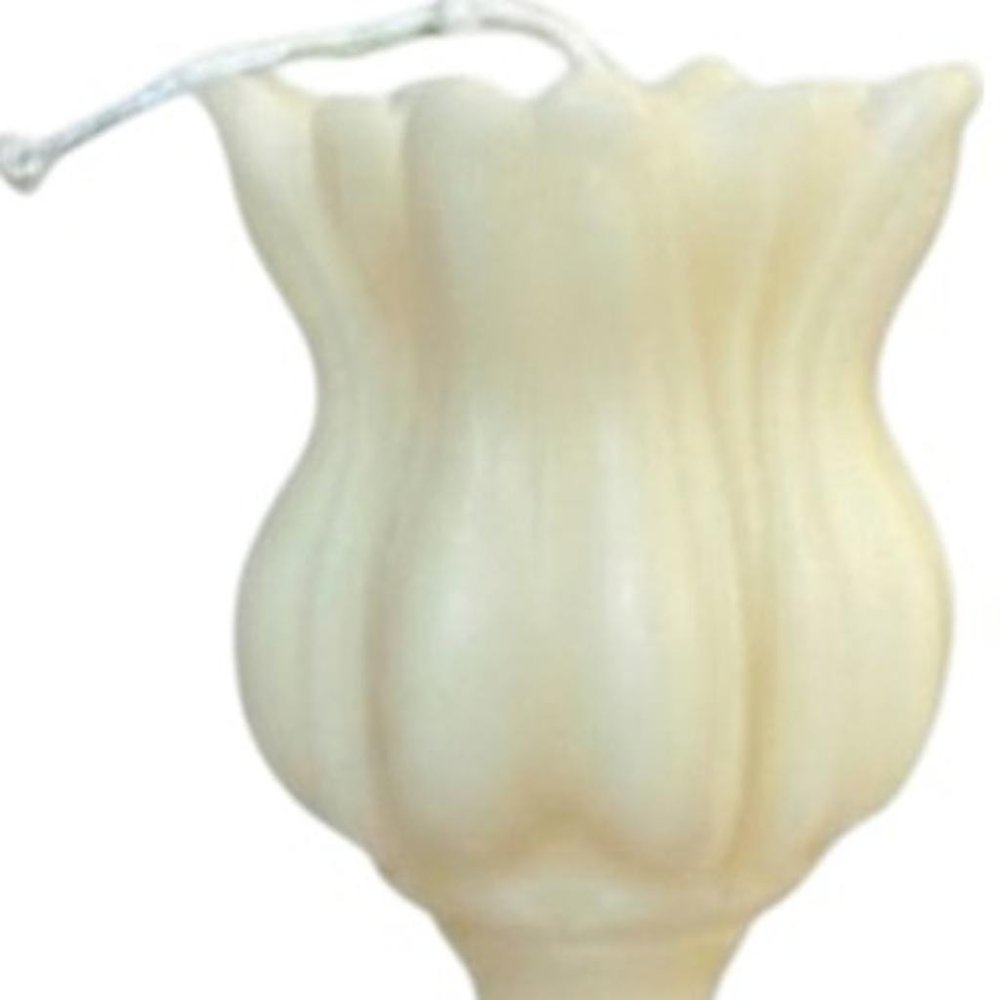 5" Ivory Rose Petals Scented Dimensional Flower Candle Round Novelty