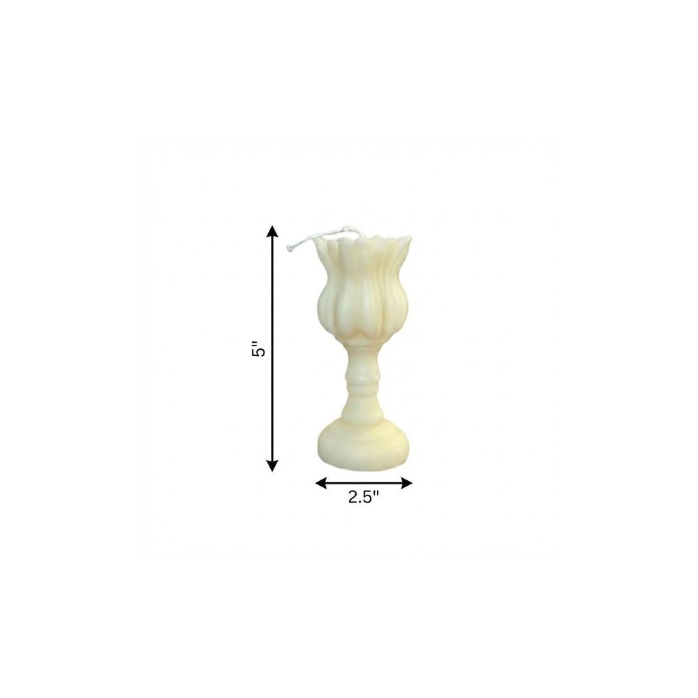 5" Ivory Rose Petals Scented Dimensional Flower Candle Round Novelty