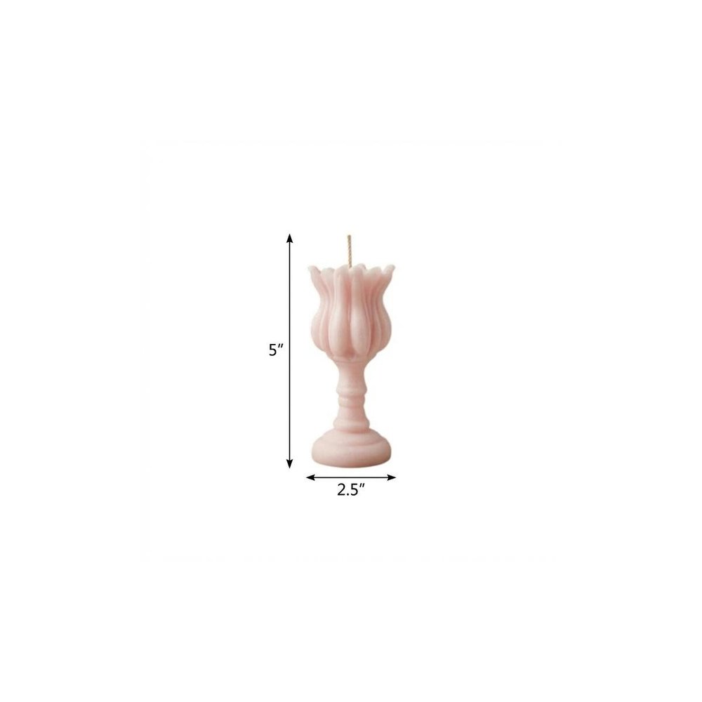 5" Pink Rose Petals Scented Dimensional Flower Candle