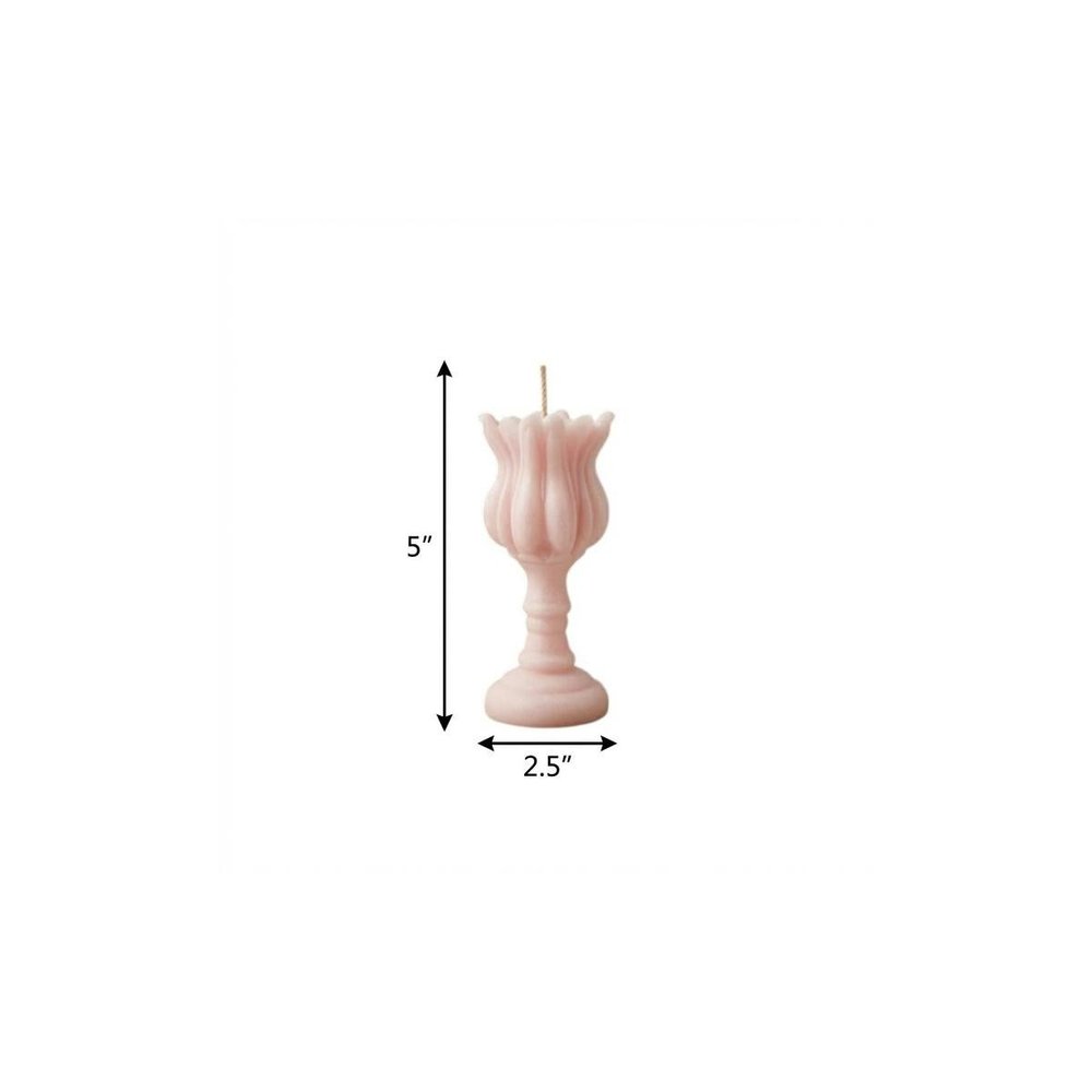 5" Pink Rose Petals Scented Dimensional Flower Candle