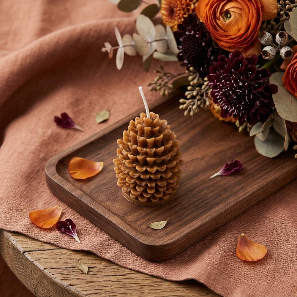 3" Brown Autumn Harvest Scented Dimensional Pinecone Candle