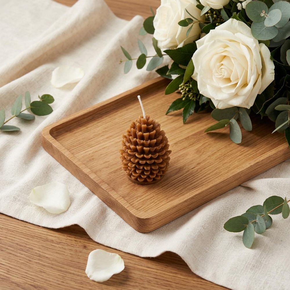 3" Brown Autumn Harvest Scented Dimensional Pinecone Candle