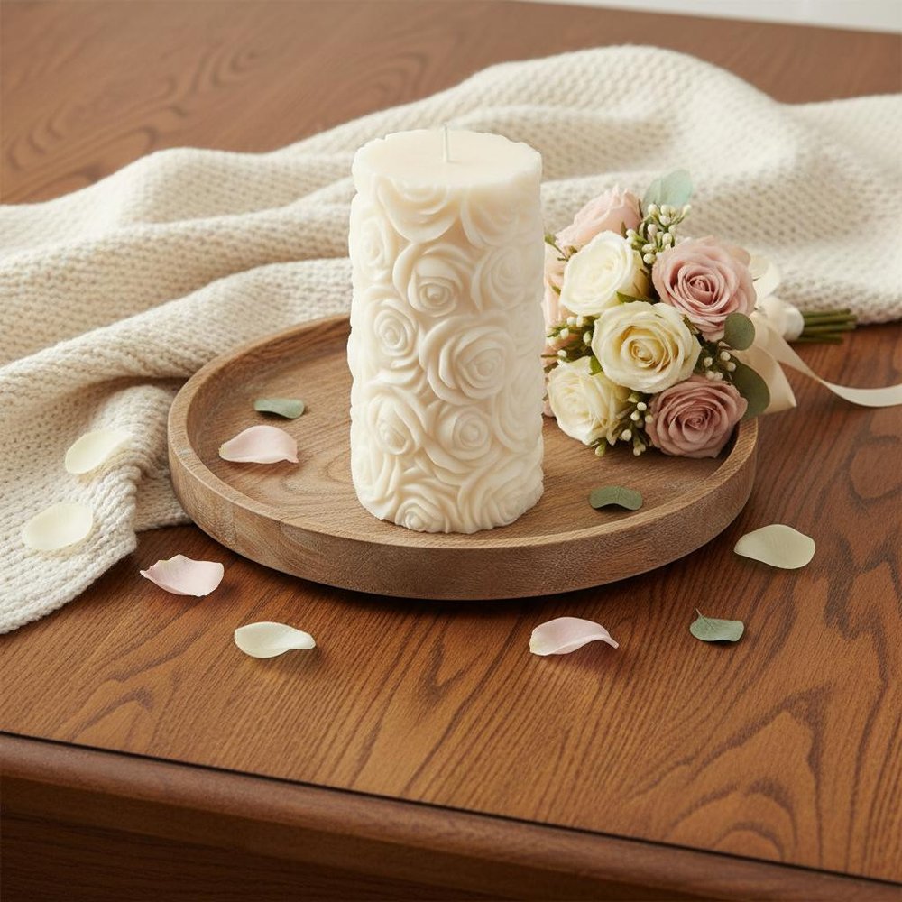 2" Ivory Day at the Spa Scented Candle Cylinder Pillar.