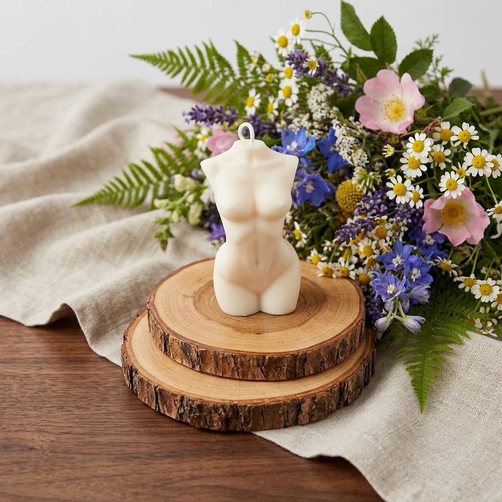 4" Ivory Unscented Dimensional Female Form Candle