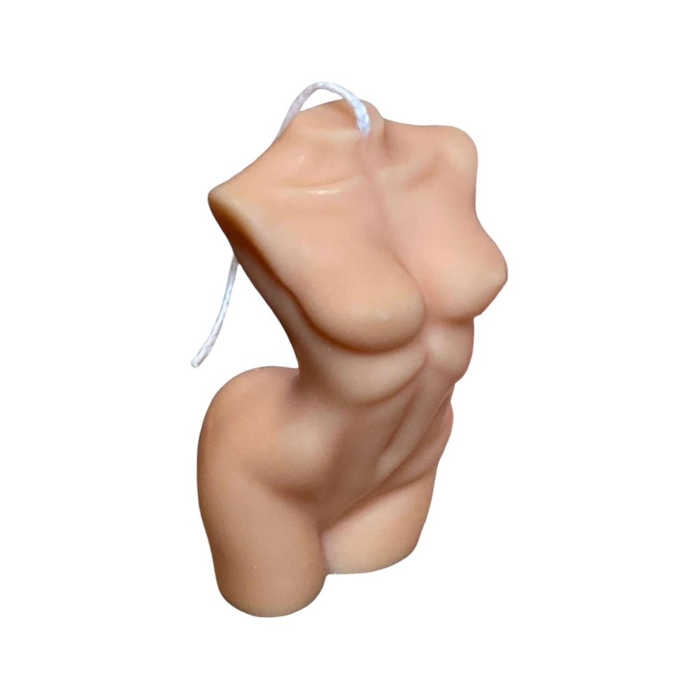 4" Natural Unscented Dimensional Female Form Candle. Candle isolated on a plain white background, finished in tan.