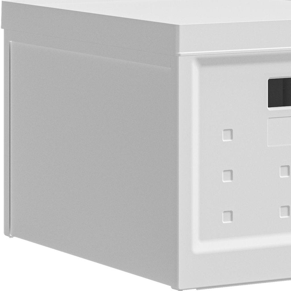 Set of Two White Collapsible Heavy Duty Plastic Cubes With Lids close-up detail