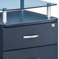Gray Glass And Metal Two Drawer Rolling Filing Cabinet. Filing cabinet in gray glass.